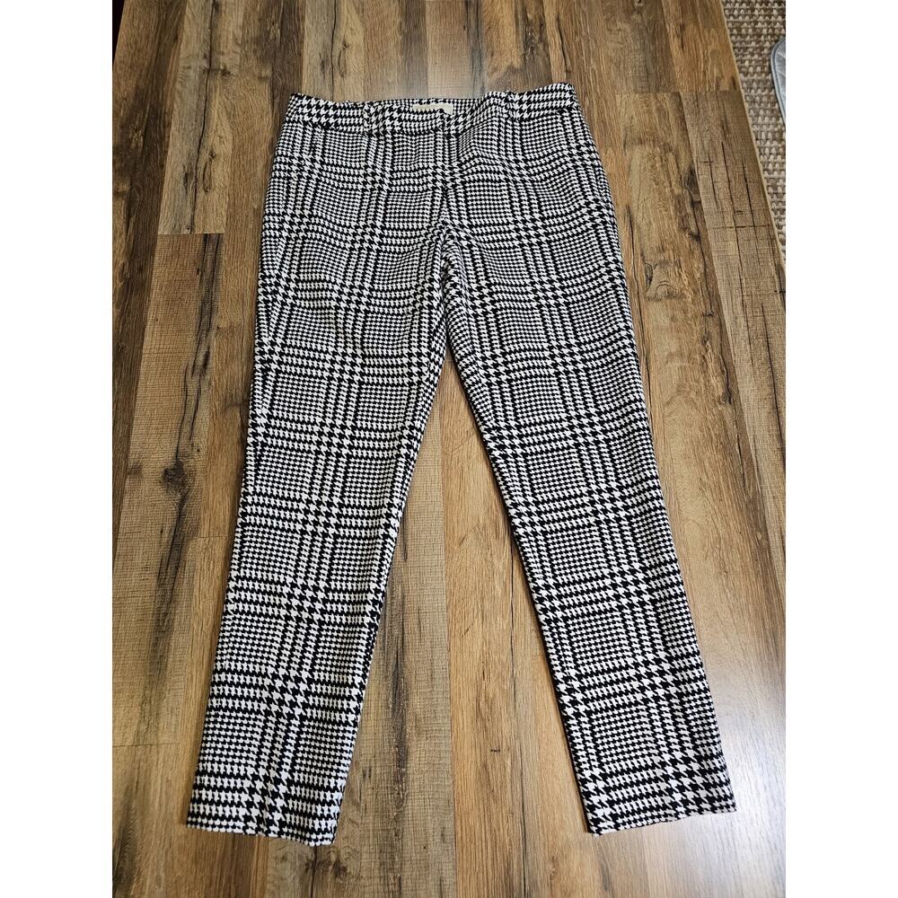 Michael Kors Houndstooth Trouser Pants Women's Size 10 Stretch Career Ankle